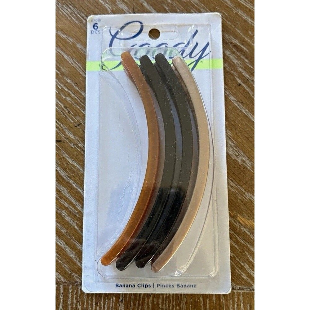Goody 4 pc Banana Clips Curved Plastic Hair Clips Brown Black Beige